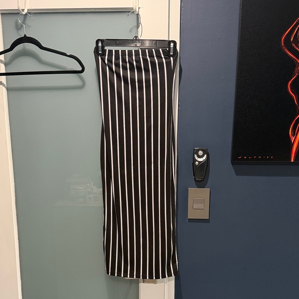 Black and White Striped Tube Dress